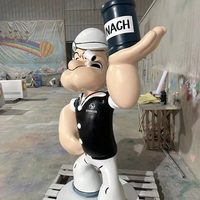 Statue de Popeye grandeur nature personnalisée Sculpture en métal Figure de dessin animé Statue de Popeye pour galerie d'art décoration de centre commercial