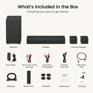 Sistema di Altoparlanti Surround 5.1 410W con Soundbar, Subwoofer Wireless da 6,5 Pollici, Altoparlanti Posteriori, Ingresso Ottico e HD EARC - Product Image 3