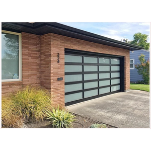 <span class=keywords><strong>Porte</strong></span> <span class=keywords><strong>de</strong></span> <span class=keywords><strong>garage</strong></span> sectionnelle automatique moderne en aluminium blanc argenté avec cadre en alliage et verre givré, étanche - Product Image 4