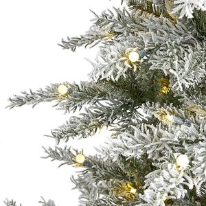 6,5 pieds. <span class=keywords><strong>Sapin</strong></span> de Noël <span class=keywords><strong>artificiel</strong></span> en <span class=keywords><strong>sapin</strong></span> de Nova Scotia floqué, fin et élégant, avec 300 lumières LED blanc chaud et 699 branches pliables - Product Image 4