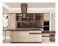 Armoires de cuisine modulaires personnalisées de haute qualité avec finition laquée moderne en MDF, options d'évier, robinet et comptoir en marbre/stratifié
