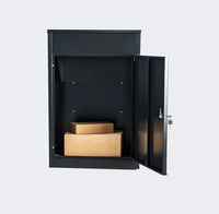 Boîte aux lettres murale noire en métal pour courrier et colis, boîte de dépôt extérieure en acier pour livraison de colis