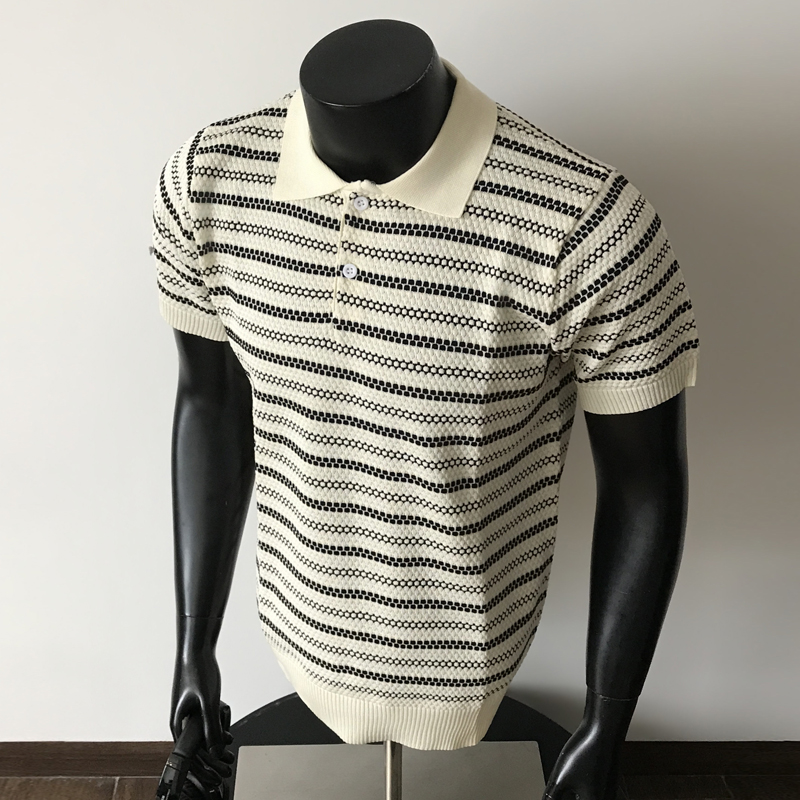 Custom LOGO Jacquard Sweaters Pineapple Plaid Textured Knitted Short Sleeved Pullover Polo Sweater T-shirt Mens Luxury Clothing