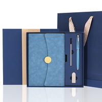 Set hadiah Jurnal Logo kustom perlengkapan kantor hadiah alat tulis promosi bisnis Set dengan USB Drive pena kulit Notebook A5