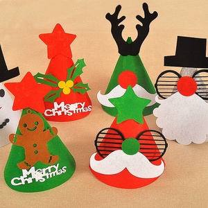Chapeau de Père Noël personnalisé en gros, en tissu non tissé, fait main, pour enfants, en feutre, motif dessin animé, décoration de Noël - Product Image 3