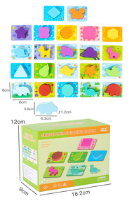 3D Cartoon Animal <strong>Wooden</strong> <strong>Blocks</strong> <strong>Set</strong> Preschool <strong>Sorting</strong> Puzzle <strong>Shape</strong> Color Matching Toy for 1-3 Years Fine Motor Skills - Product Image 3