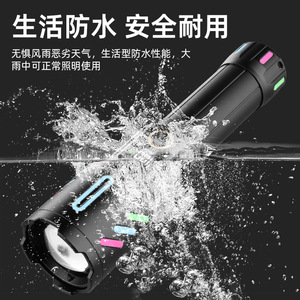 T9579 Strong Light Flashlight 187X48X36mm 1000lm Zoom <b>Rechargeable</b> Aluminum Alloy LED Torch with Type C Charging - Product Image 3