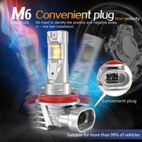 Ampoules de phare LED pour voiture M6 super lumineuses H4 H7 H11 9005 9006 avec puce LED GC-7535 27W 6000LM pour phares de voiture et de moto 12V