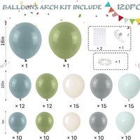 Kit d'arche de guirlande de ballons vert sauge, bleu poussière et beige pour la décoration de fêtes d'anniversaire de garçon, de baby shower et de révélation du sexe