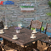 Mobilier d'extérieur imperméable Patio Garden Rectangle Table à manger et chaises Ensemble de jardin en fonte d'aluminium