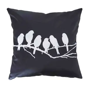 Housse de coussin de luxe en soie synthétique, motif oiseau,