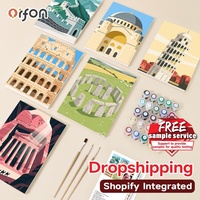 Kit de Peinture par Numéros Miniature Orfon Sites Mondialement Célèbres, 6 Pièces, Peinture DIY par Numéros, OEM Dropshipping Mondial