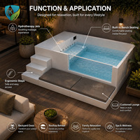 Piscine compacte personnalisée en PRV avec surface acrylique, banc intégré, marches et fenêtre latérale en verre trempé pour villa et jardin