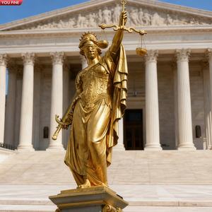Escultura de Bronce Dorado de la Dama de la Justicia de Tamaño Real YOUFINE, Decoración de Exterior con Temática Jurídica para <span class=keywords><strong>Plaza</strong></span> de <span class=keywords><strong>Tribunales</strong></span>, Edificio Gubernamental - Product Image 5