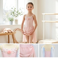 Robe de danse lyrique rose pour filles R0960, avec appliques florales 3D en mousseline, costume de danse contemporaine pour scène, fabrication sur mesure