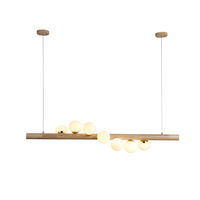 Lampe suspendue moderne en verre LED pour îlot de cuisine, luminaire décoratif nordique en bois de noyer pour restaurant, lustres pour salle à manger