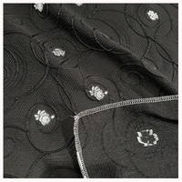 NAIS nouveau personnalisé 100% poly noir avec gris rouge marine tissé gaufré abstrait floral fil teint tissu jacquard pour robe