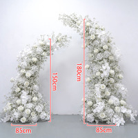 Arche de fleurs artificielles en soie blanche en gros, durable, pour décoration de toile de fond de mariage, fête ou événement nuptial