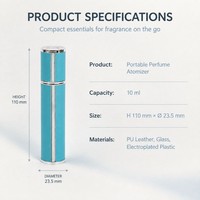 Atomiseur de parfum portable de 10 ml, en cuir PU, rechargeable, flacon pulvérisateur, emballage cosmétique, plusieurs couleurs