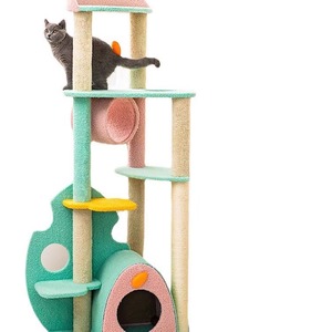 Cute Cat Tree with Three-Pillar Support 4 <b>Levels</b> Sisal <b>Posts</b> Indoor Play Structure for Cats - Product Image 4