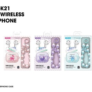 Écouteurs sans fil TWS-K21, étui de protection mignon de style dessin animé avec pendentif perlé, BT 5.3 - Product Image 1