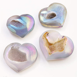 Cœur en Agate Druzy Angel Aura en Gros, Pierre Semi-Précieuse Naturelle, Artisanat de Cristal de Guérison Reiki Wicca, Cadeau d'Halloween, Décoration Feng Shui pour la Maison - Product Image 5