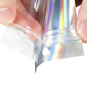 Holographic in tự niêm phong túi phẳng ba mặt con dấu nhôm lá dây kéo cho thực phẩm kẹo đồ trang sức thủ công hàng hóa bao bì - Product Image 4