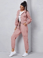 Offre Spéciale Ensemble de jogging en gros nouveau design à la mode Survêtement cargo en velours côtelé pour femmes