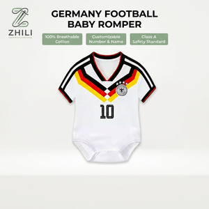 Combinaison Bébé Garçon 2026 Été Équipe Nationale Allemande Football Coton Barboteuse Manches Courtes Sans Col Étiquette Printemps - Product Image 1