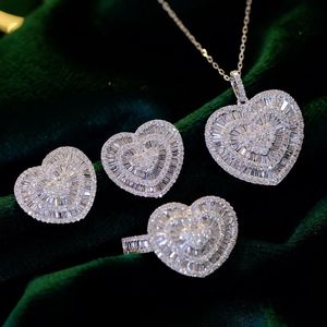 Ensemble de bijoux de mariée de luxe Xinfly personnalisé en or blanc massif 18 carats, forme de cœur, diamant naturel pour les mariages, les fêtes, classique pour les cadeaux - Product Image 2