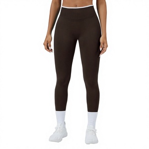 Women's Lightweight Breathable Seamless Quick-Dry Yoga Sports Fitness Wear Stylish <b>Back</b> Design 2-Piece Workout Leggings Waist - Product Image 3