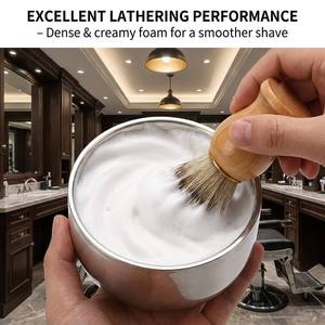 Professional <strong>Men</strong> Shaving Set Lotus Wood Nylon Brush Stainless Steel Bowl <strong>Shave</strong> Stand Grooming <strong>Kit</strong> for Barber Salon - Product Image 4