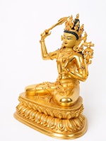 Statue antique de Bodhisattva Manjushri, en laiton plaqué or, artisanale, ornement bouddhiste Feng Shui pour la maison et le jardin, pour l'autel de méditation