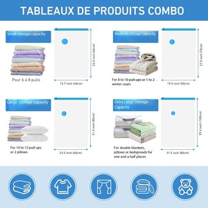 Paquete de 14 Bolsas de Vacío para Viaje, Bomba de Aire Recargable, Bolsas de Compresión para Equipaje, Ahorro de Espacio en Maletas, Almacenamiento de Ropa para Viaje - Product Image 3