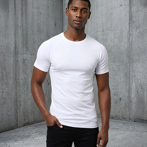 Custom Gymwear Manufacturer Private Label Mens Compression Shirt Quick Dry Raglan Sleeve Premium Unisex Screen Printed T-shirts - Product Image 1