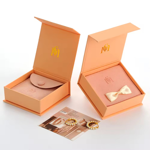 GLAMPKG Magnet Boxes <b>Orange</b> Magnetic Closure Jewellery Gift <b>Paper</b> Box Luxury Folding Magnetic Jewelry Packaging Box - Product Image 2