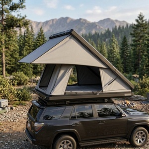 Carpa de Techo Rígida Triangular de Aluminio DG 230x145cm, Polialgodón Impermeable, con Anillo de Luz, Escalera y Soporte para Techo, para SUV <span class=keywords><strong>4x4</strong></span> y Camping - Product Image 5