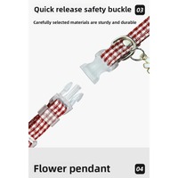 Nouvelle Tendance Collier pour Animaux de Compagnie Réglable en Polyester avec Pendentif Fleur et Boucle à Grille