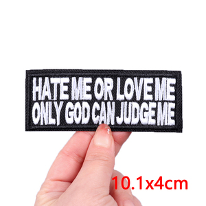 Bán buôn câu nói hài hước thư thêu các bản vá lỗi trên quần áo tùy chỉnh thiết kế logo thêu sắt trên các bản vá lỗi cho quần áo - Product Image 5