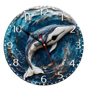 マリンライフ フレームレス密度板 静音壁掛け時計 MDF装飾デザイン リビングルーム用 UV印刷 卸売時計 - Product Image 5