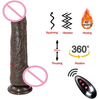 Hochwertiger Flüssig-Silikon Ferngesteuerter 360-Grad Teleskop-Heizschwing-Vibrator mit Realistischem Großem Dildo für Frauen