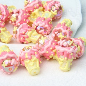 <span class=keywords><strong>Perles</strong></span> en acrylique en forme de cœur, peintes à la main, style crème glacée, pour la création de chaînes de téléphone, de pendentifs de voiture et de sacs, accessoires DIY - Product Image 1