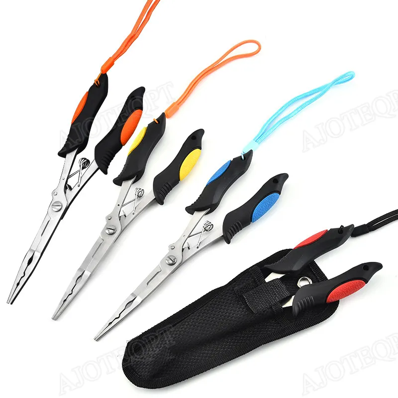 AJOTEQPT Aluminum Fishing Pliers Stainless Steel Long Nose Hook Remover with Sheath and Lanyard for Tool