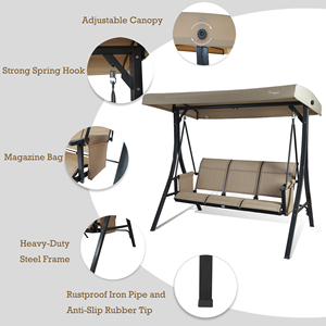 Industrieller Metall-Gartenschaukelstuhl in Beige, Hochwertige Outdoor-Hängemöbel für Park und Hotel, Modernes Design - Product Image 3