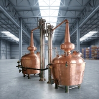 Système de distillation de whisky à double alambic en cuivre rouge pur avec pompe, boîte de vitesses et moteur pour la vinification