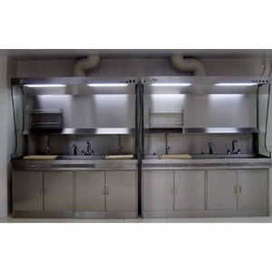 Plan de travail de laboratoire en acier inoxydable Msno304 avec évier et ventilation, usage hospitalier, design industriel - Product Image 1