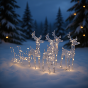 Luces Navideñas Acrílicas con Forma de Trineo de Renos, 110.2 Pulgadas, LED Blanco Frío, Decoración Colgante - Product Image 2