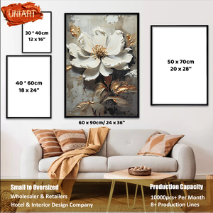 UNIART Peinture à l'Huile Florale Originale au Couteau, Tableaux Blancs sur Toile, Art Mural, Images Décoratives pour la Maison, Art sur Porcelaine - Product Image 5