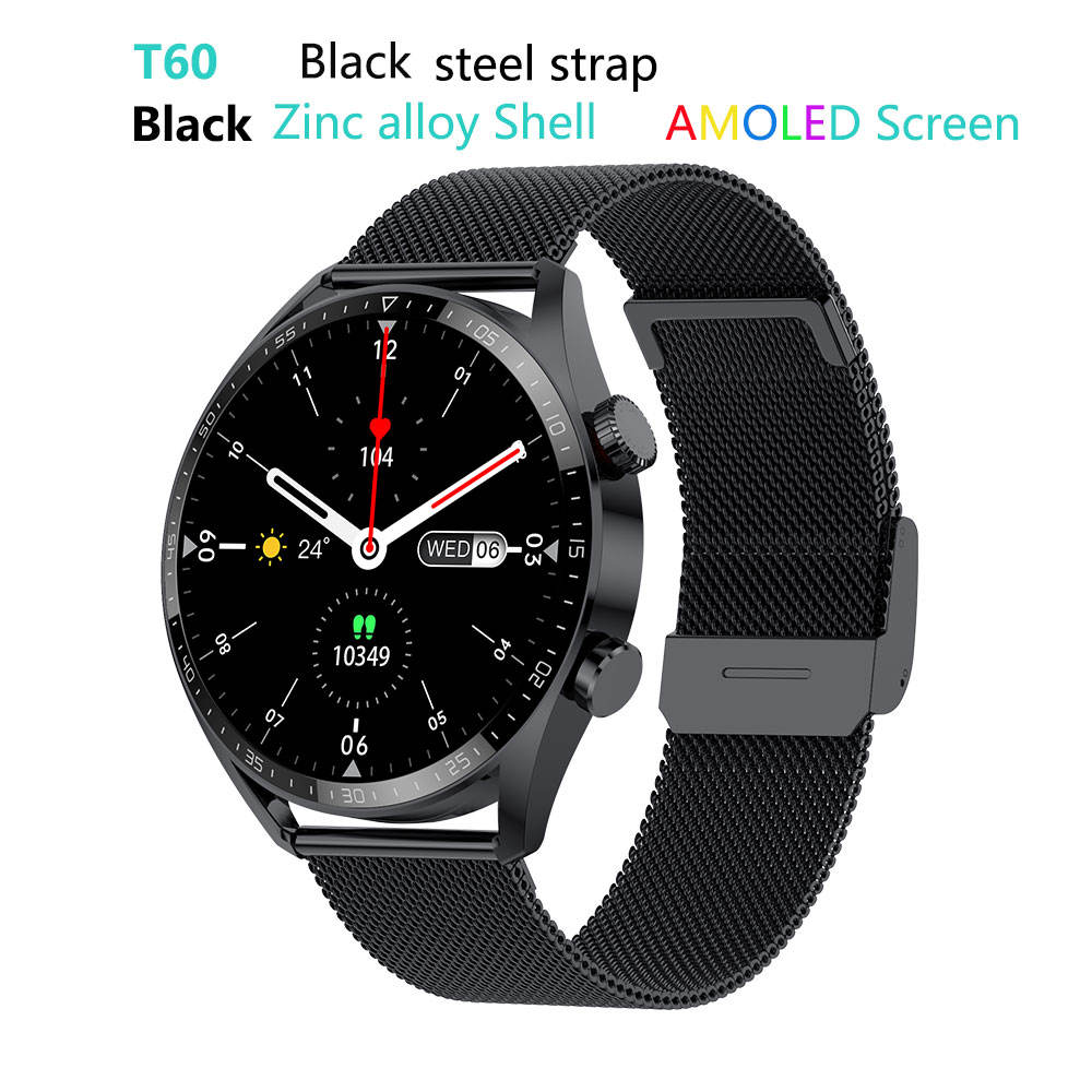 black T60-BT-call-amoled-smart-watch