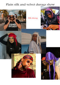 Chapeaux à capuche en velours <span class=keywords><strong>Durag</strong></span> coloré Hip Pop pour homme - Product Image 6